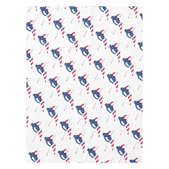 Toalha De Mesa USA Flag of America Skiing American skier (Frente)