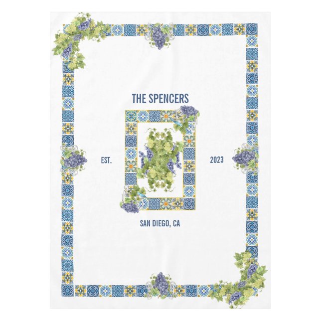 Toalha De Mesa Uvas de Rico para Azulejos Majolica Sicilianas per (Frente)