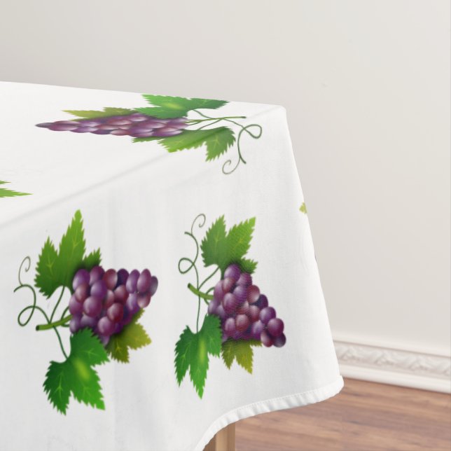 Toalha De Mesa Uvas de Vinho Tinto sobre Branco (Posição Original)