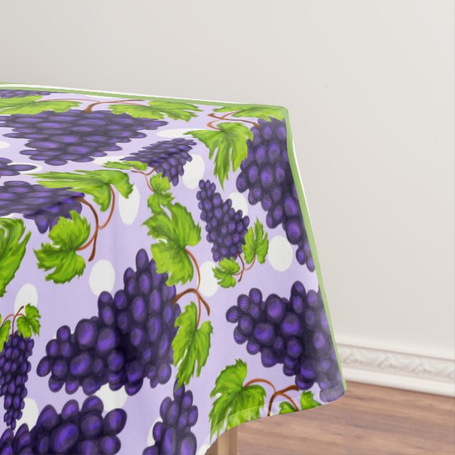 Toalha De Mesa Uvas Fofoas Bolinhas e Chevron Roxa (Posição Original)
