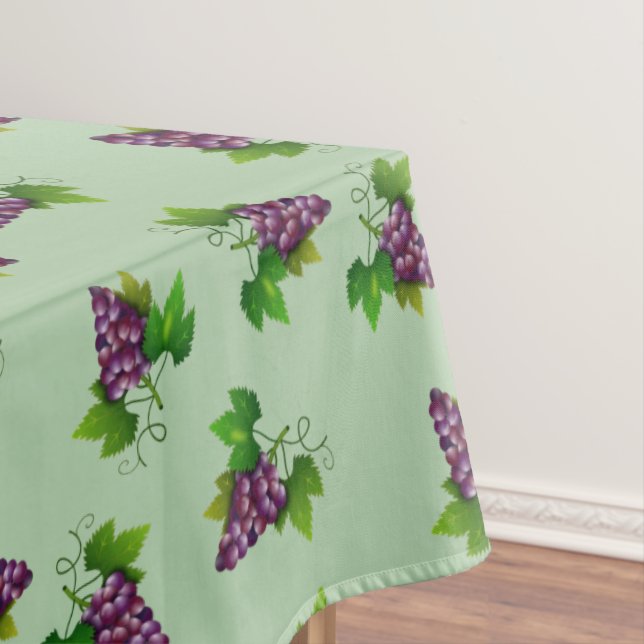 Toalha De Mesa Uvas Tinto sobre Verde Lima (Posição Original)