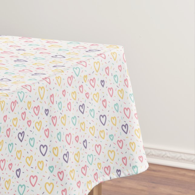 Toalha De Mesa Valentine's Day Tablecloth Colorful Hearts  (Posição Original)