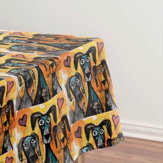 Toalha De Mesa Valentine's Day Tablecloth Dog Red Hearts  (Posição Original)