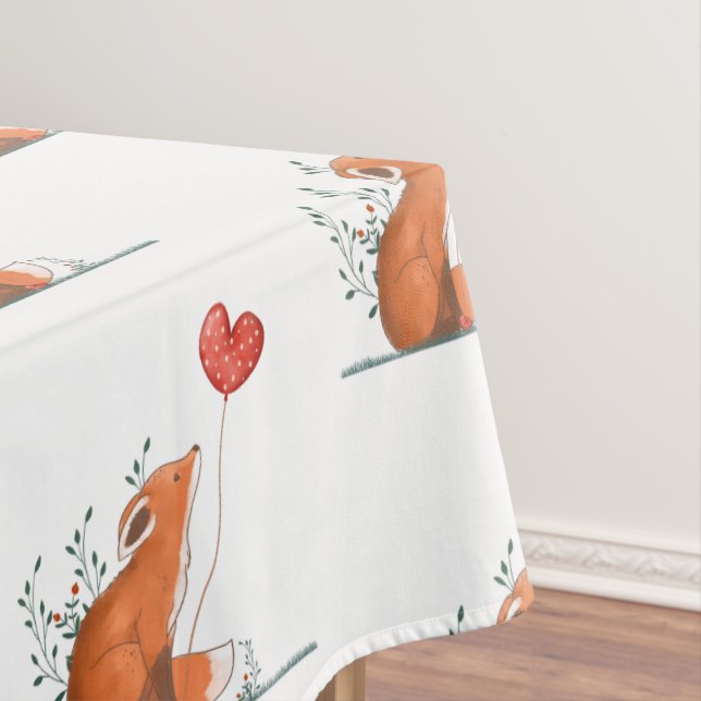 Toalha De Mesa Valentine's Day Tablecloth Foxy Red Hearts  (Posição Original)