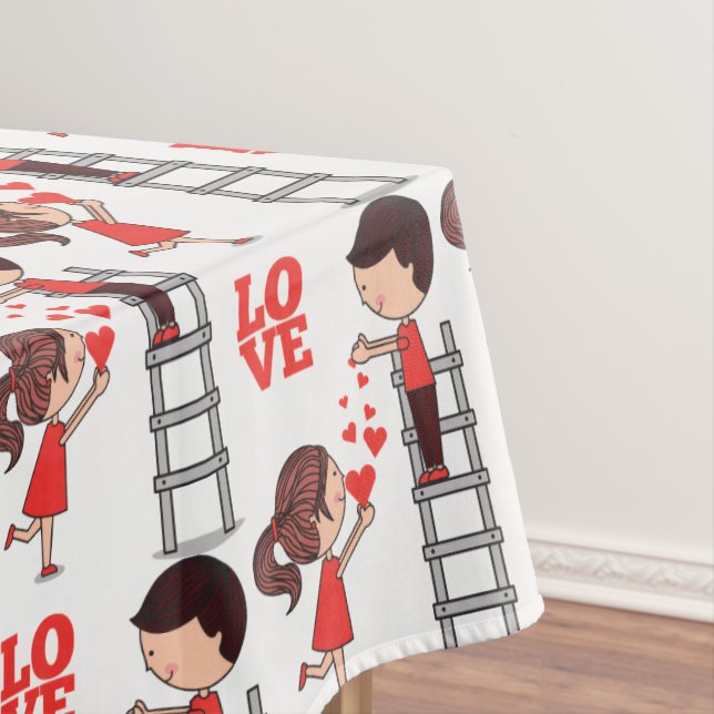 Toalha De Mesa Valentine's Day Tablecloth Love Red Hearts  (Posição Original)
