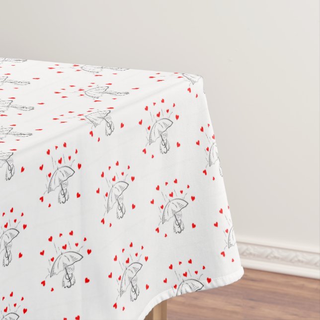Toalha De Mesa Valentine's Day Tablecloth Umbrella Red Hearts  (Posição Original)