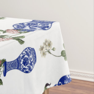 Toalha De Mesa Vasos e flores azuis de Chinoiserie