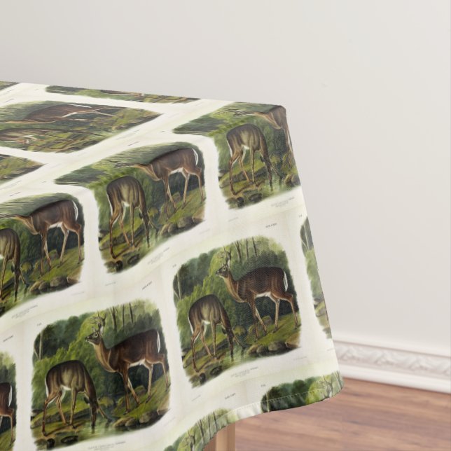 Toalha De Mesa Veado comum (branco) - Quadrupedes de Audubon (Posição Original)