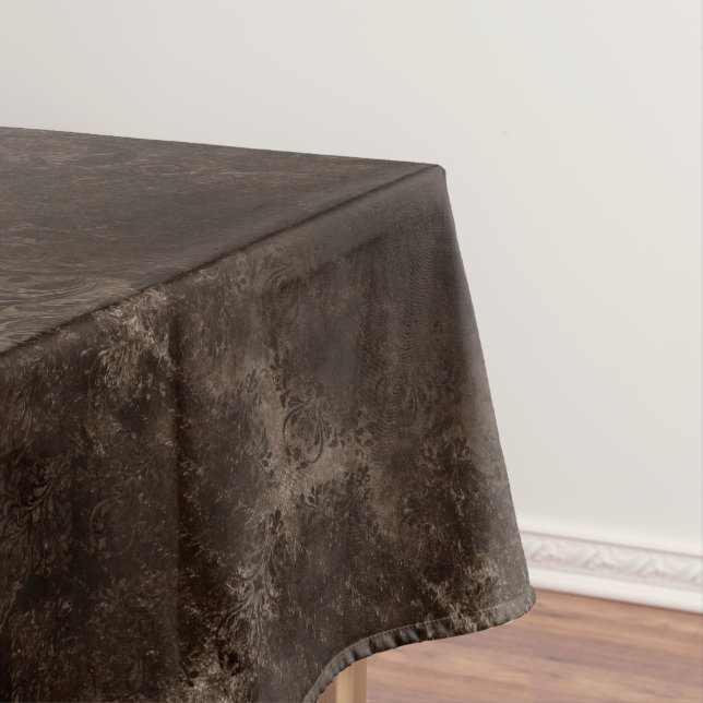 Toalha De Mesa Velvety Bronze Damask | Grunge Barroco Marrom (Posição Original)