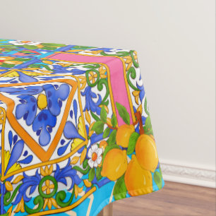Toalha De Mesa Verão, azulejos sicilianos, citrinos, limões med