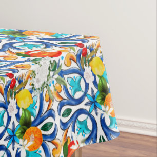 Toalha De Mesa Verão, azulejos sicilianos, majolica, azulejo cerâ