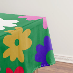 Toalha De Mesa Verde - Padrão Brilhante e Colorido da Flor Escan