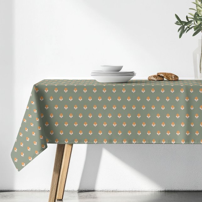 Toalha de Mesa Verde Pastel com Acabamento Floral  (Pastel Green Tablecloth Groovy 70s Floral Accent)