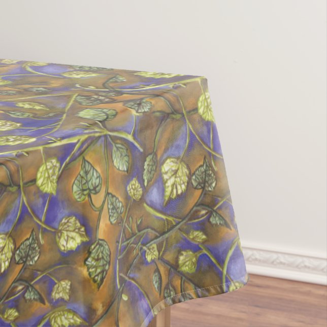 Toalha De Mesa Verde Sai Do Azul De Framboesa Bush (Posição Original)