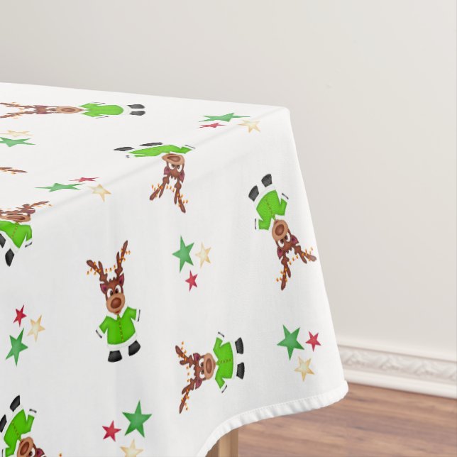 Toalha De Mesa Verdes Festivos E Douradas Reindeiros De Natal Kas (Posição Original)
