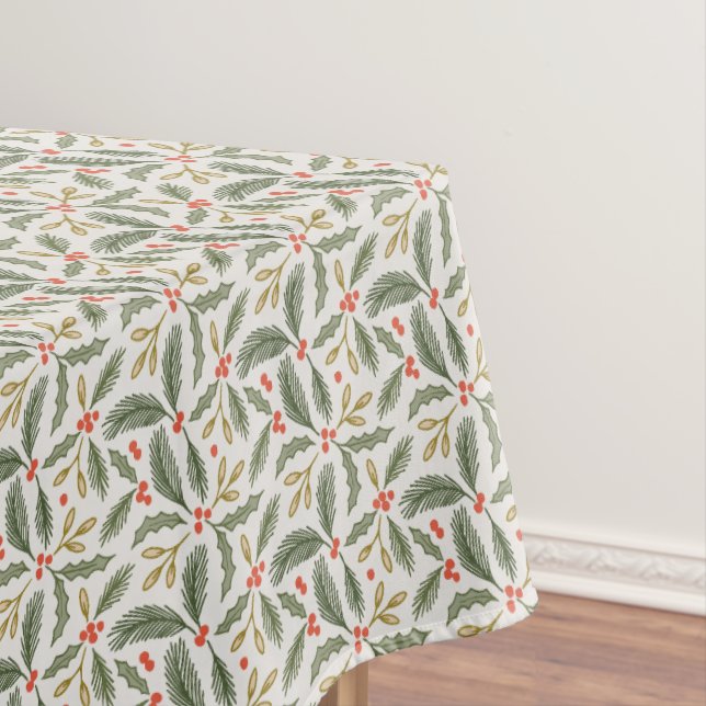 Toalha De Mesa Verdes Natal, Holly e Pine design (Posição Original)