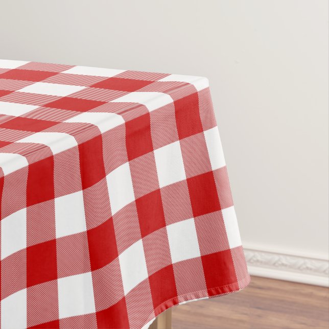 Toalha De Mesa Verificação Clássica de Gingham Vermelho e Branco  (Posição Original)