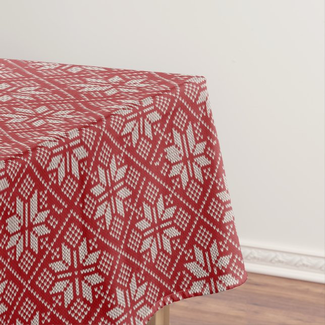 Toalha de mesa vermelha de Natal em Jacquard (Posição Original)