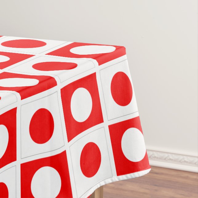 Toalha de Mesa Vermelha e Branca Abstrata Moderna (Posição Original)