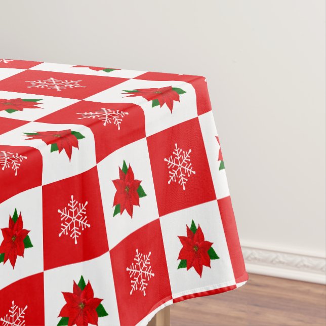 Toalha de mesa vermelha e branca de Natal moderna (Posição Original)