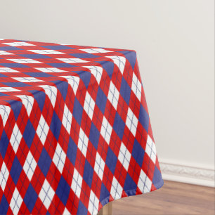 Toalha De Mesa Vermelho,Branco,Azul Argyle 1-52x70 ALGODÃO