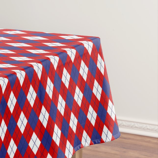Toalha De Mesa Vermelho,Branco,Azul Argyle 1-52x70 ALGODÃO (Posição Original)