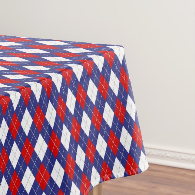Toalha De Mesa Vermelho,Branco,Azul Argyle 2-52x70 ALGODÃO (Posição Original)