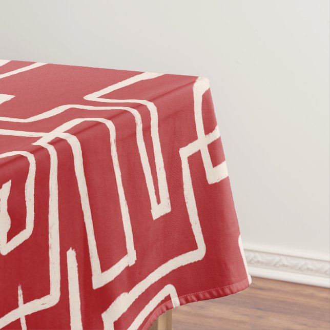 Toalha De Mesa Vermelho Branco Torção & Curva (Posição Original)