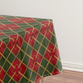 Toalha De Mesa Vermelho de Feriado, Verde e Dourado Glitter Geomé