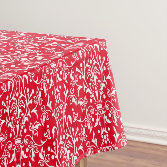 Toalha De Mesa Vermelho e branco do Damasco (Posição Original)