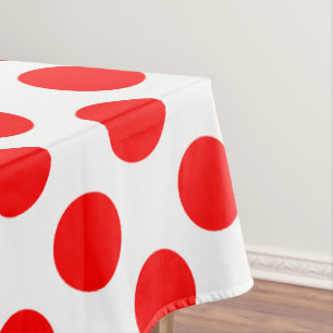Toalha De Mesa Vermelho em Bolinhas brancas de tamanho grande
