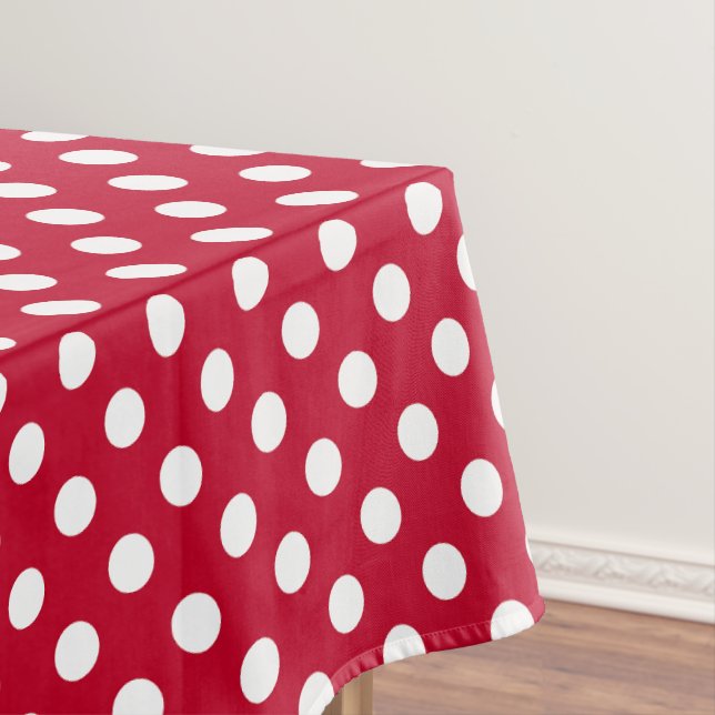 Toalha De Mesa Vermelho + Pontos Brancos Polka (Posição Original)
