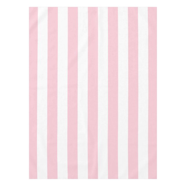 Toalha De Mesa Vertical Stripes Bebê Rosa E White Stripes (Frente)