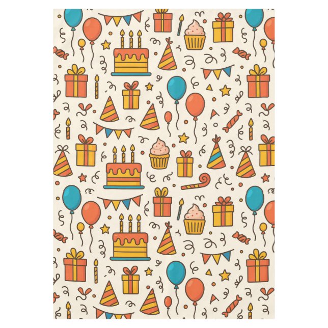 Toalha De Mesa Vibrant Birthday Party Seamless Pattern (Frente)