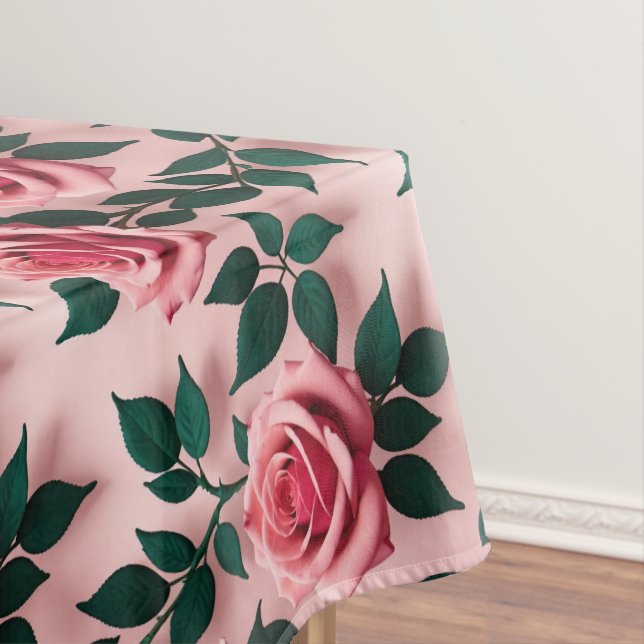 Toalha De Mesa Vibrant Red Roses With Dark Green Leaves  (Posição Original)