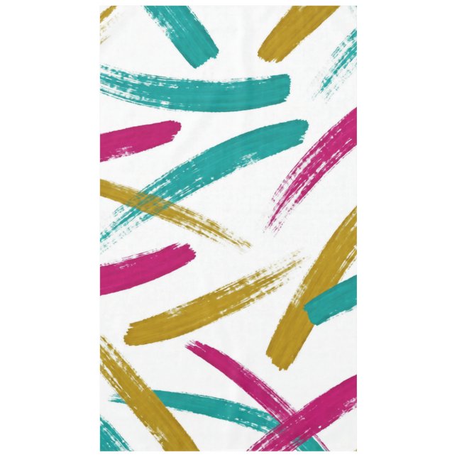 Toalha De Mesa Vibrant Strokes,Teal, Magenta & Mustard pattern (Frente)