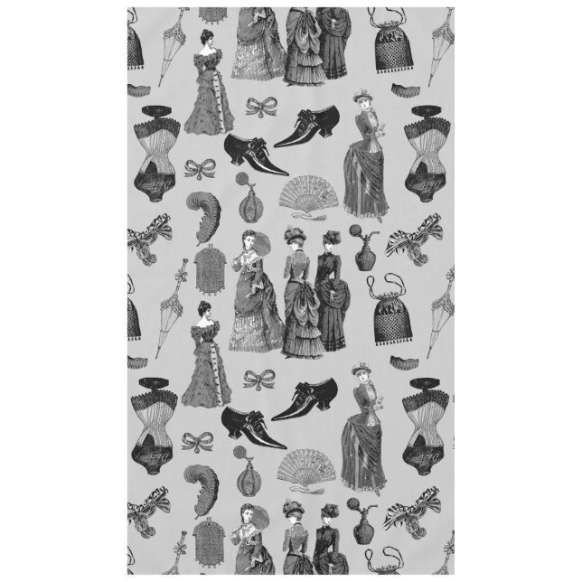 Toalha De Mesa victorian era fashion women toile black white (Frente)