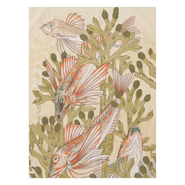 Toalha De Mesa Vida no Mar de Peixes Animais Submarinos (Frente)