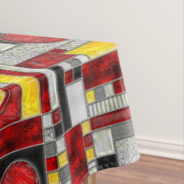 Toalha De Mesa Vidro de Deco de Arte Amarela Vermelha