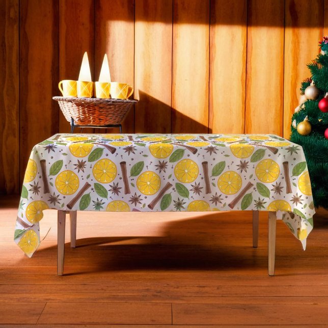 Toalha De Mesa Vinho branco apimentado (Christmas mulled wine spicy white tablecloth)