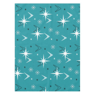 Toalha De Mesa Vintage 1950s Boomerangs Stars Teal