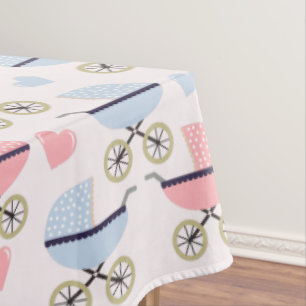 Toalha De Mesa Vintage Baby Buggy Carruagem Cor-de-rosa azul