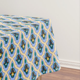 Toalha De Mesa Vintage Blue Yellow Arab Tracery Art