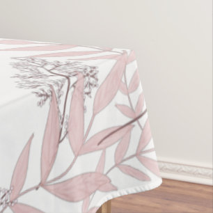 Toalha De Mesa Vintage Botânica Dusty Rosa Pink