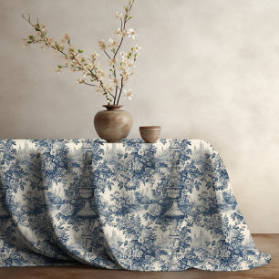 Toalha De Mesa Vintage chic Blue toile de jouy monograma