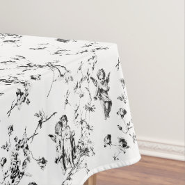 Toalha De Mesa Vintage Cupid Angels Floral Black White Toile