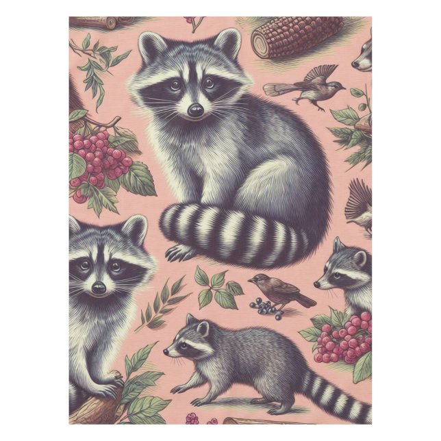 Toalha De Mesa Vintage Cute Racoon (Frente)