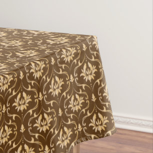 Toalha De Mesa Vintage Dourada Damask on Brown