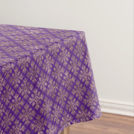 Toalha De Mesa Vintage Dourado Roxo Damask
