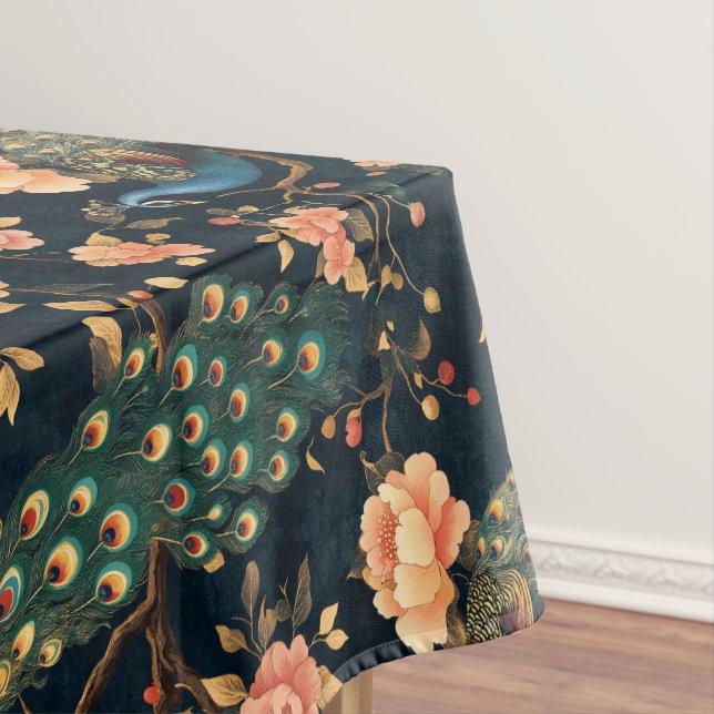 Toalha De Mesa Vintage Floral Peacock Pattern (Posição Original)